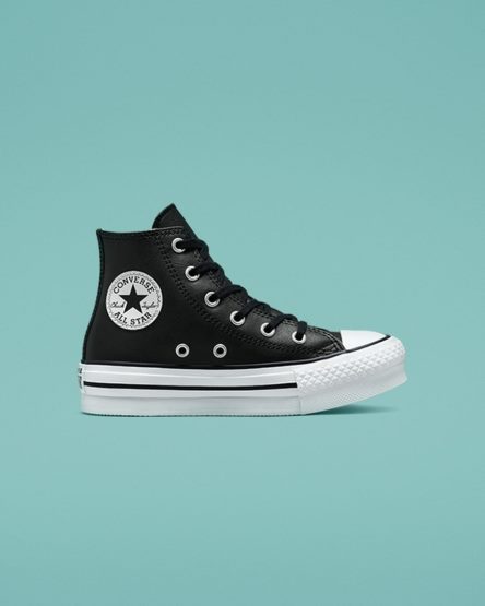 Sapatos Plataforma Converse Chuck Taylor All Star Lift Couro Cano Alto Menino Pretas Bege Branco | PT C0T1705